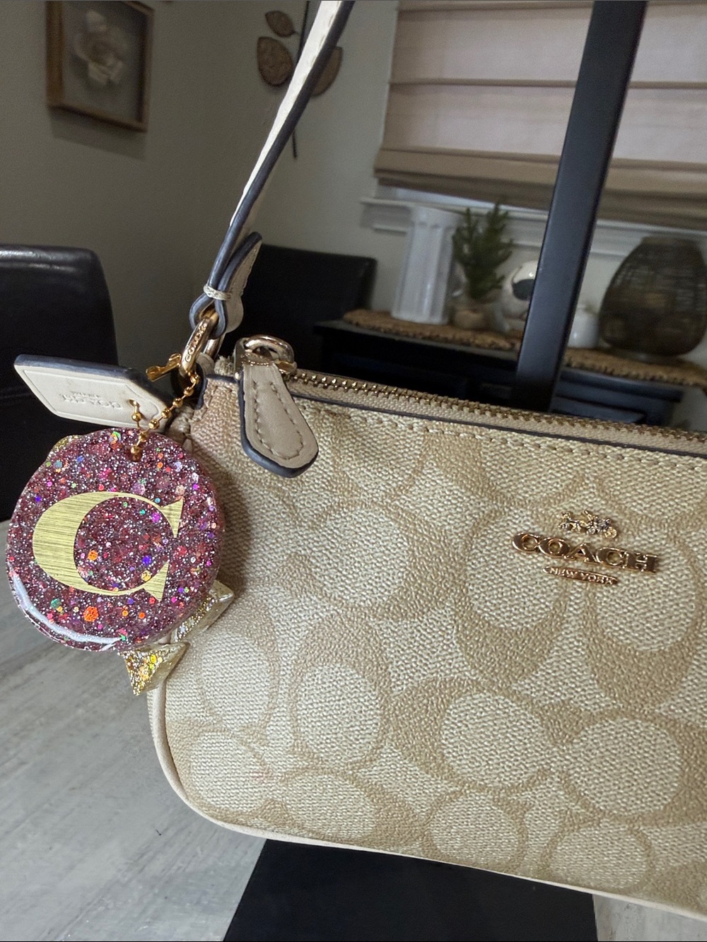 Coach Beige Signature Mini Shoulder Bag with Gold Hardware - Picture 5 of 13